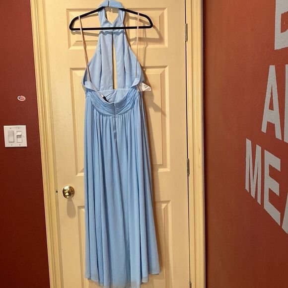 Fame and Partners Powder Blue Halter Ballgown with Split - Picture 10 of 13